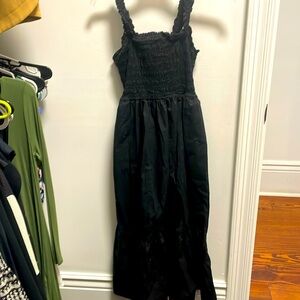 Midi black smock dress from Gap! Versatile and can be dressed up or down.